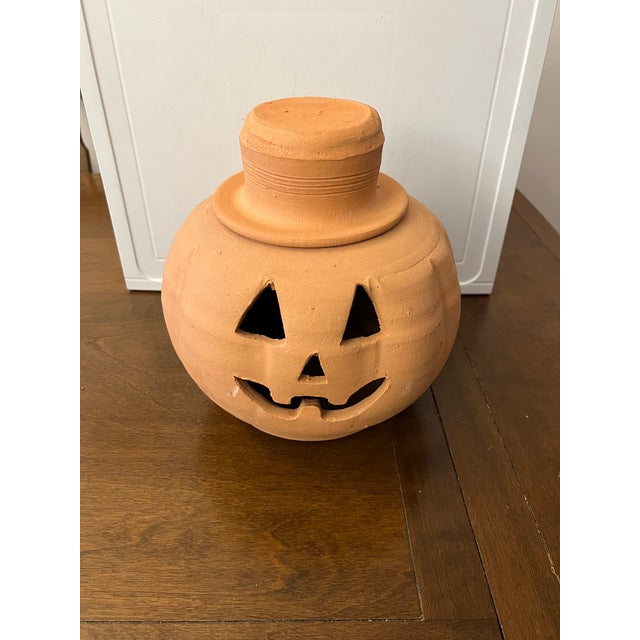 Vintage Red Clay Pumpkin With Hat For Sale In West Palm - Image 6 of 8