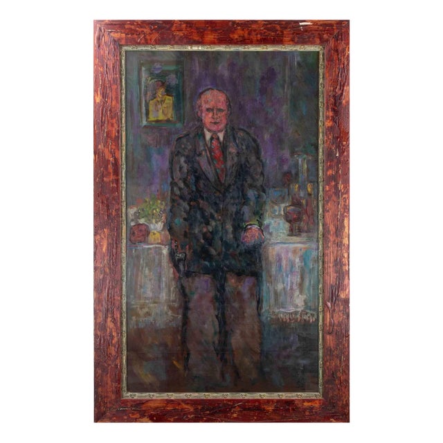 Sirio Pellegrini, The Professor, Oil on Board, 1969 For Sale