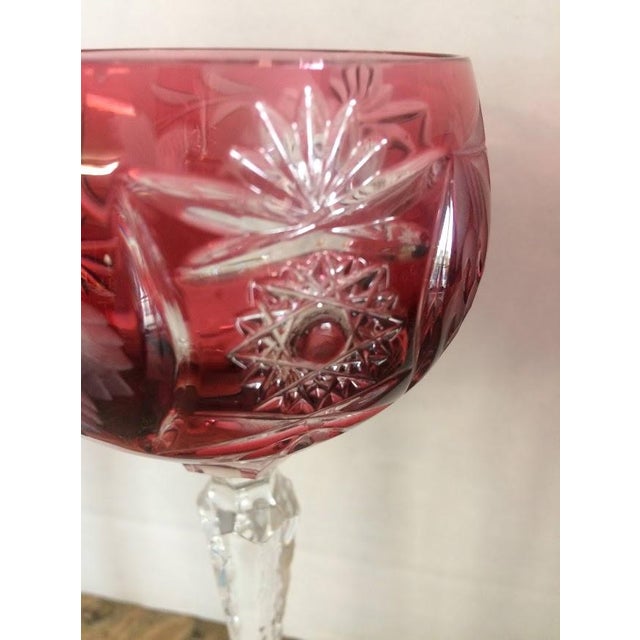 Pink 1940sPink Crystal Cut to Clear Goblets, Set of Four For Sale - Image 8 of 11