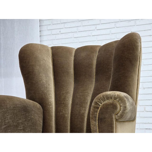 Mid-Century Modern Danish Relax Armchair in Dark Green Velour and Ash, 1960s For Sale - Image 3 of 18