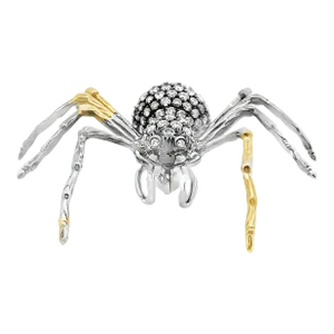 18k Gold Diamond Spider Brooch-Pendant
