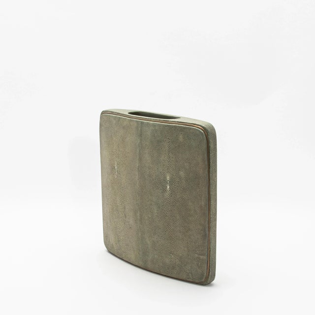 R & Y Augousti Shagreen Vase With Brass Details by R&y Augousti For Sale - Image 4 of 9