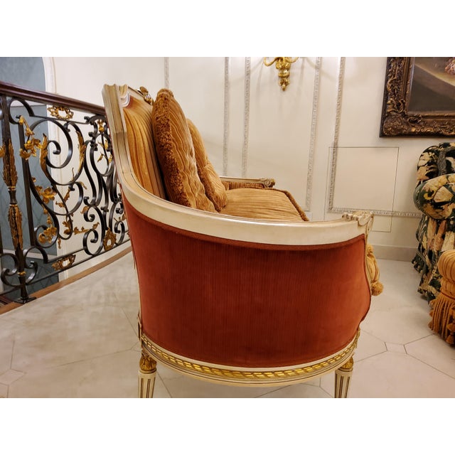 1990s Italian Settee Armchair and Ottoman Set For Sale - Image 10 of 13