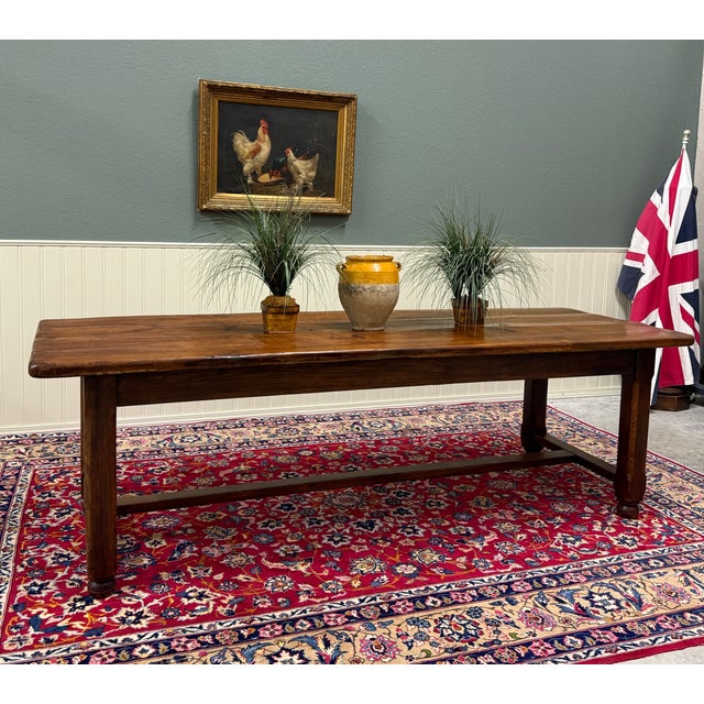 Wood Antique French Country Farmhouse Dining Table Honey Oak 98"w C. Late 19thC For Sale - Image 7 of 18