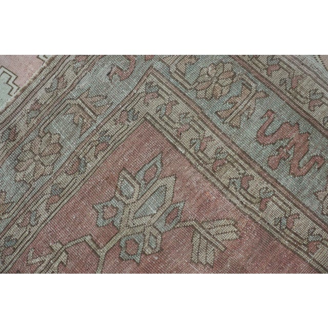 Turkish Oushak Rug in Soft Rose and Sage Green With Geometric 6'6 X 9'9 For Sale - Image 15 of 16