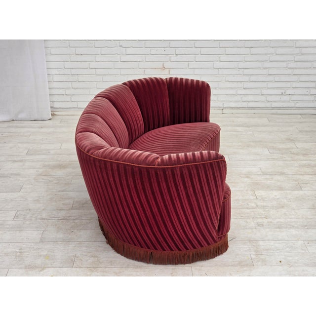 Vintage Danish Two-Seater Banan Sofa in Furniture Velour and Oak, 1960s For Sale - Image 13 of 18