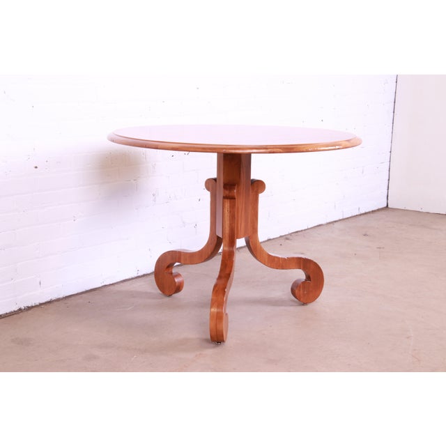 French Baker Furniture French Empire Fruitwood Pedestal Breakfast or Center Table, Newly Refinished For Sale - Image 3 of 11