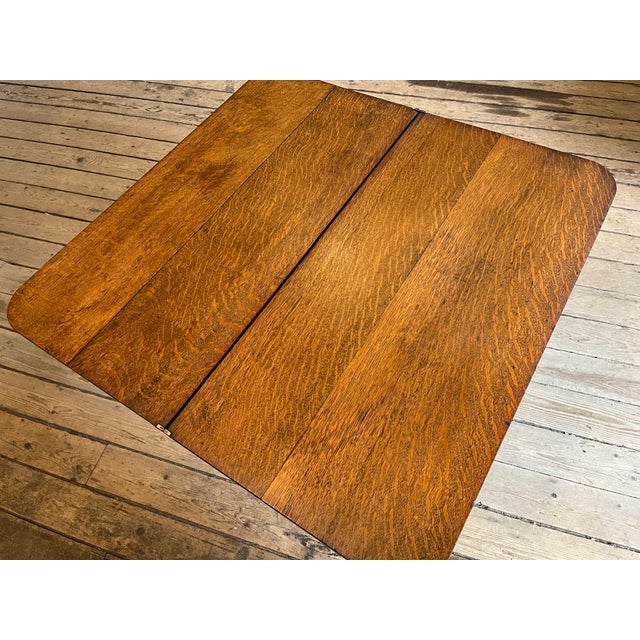American American Oak Folding Game Table For Sale - Image 3 of 9