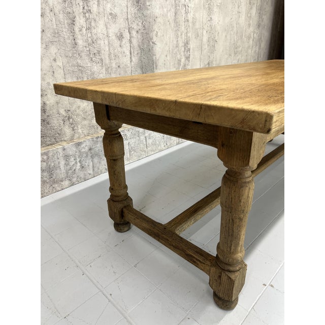 Waxed Oak Farmhouse Refectory Dining Table, 1950s For Sale - Image 3 of 11