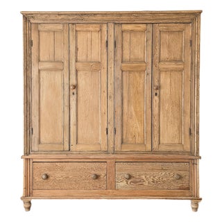 Monumental Antique English Pine Housekeeper’s Cupboard / Linen Press, Circa 1880 For Sale