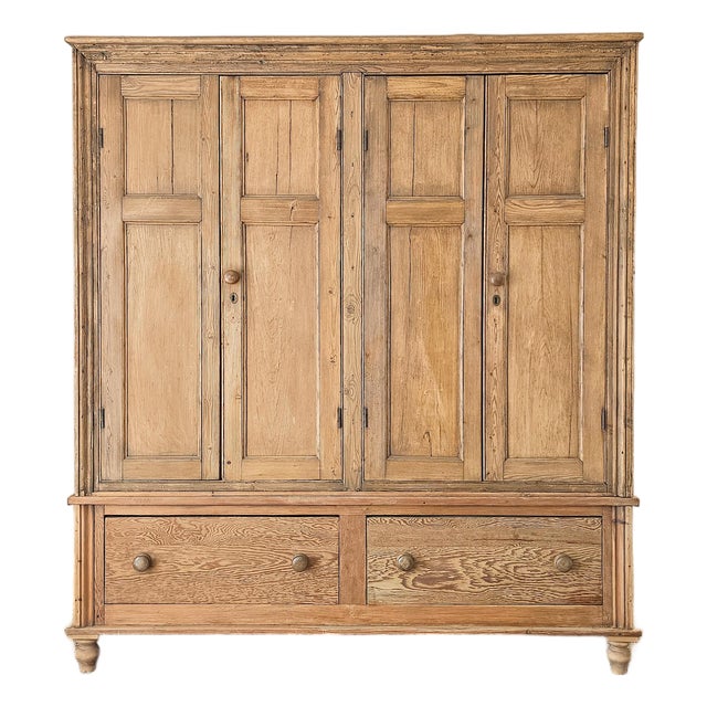Monumental Antique English Pine Housekeeper’s Cupboard / Linen Press, Circa 1880 For Sale