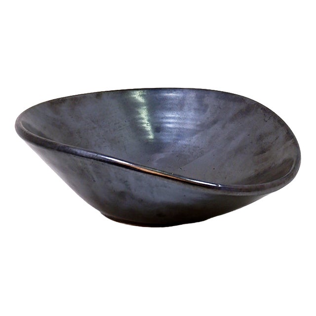 Vintage Grey Glazed Ceramic Vide-Poche For Sale