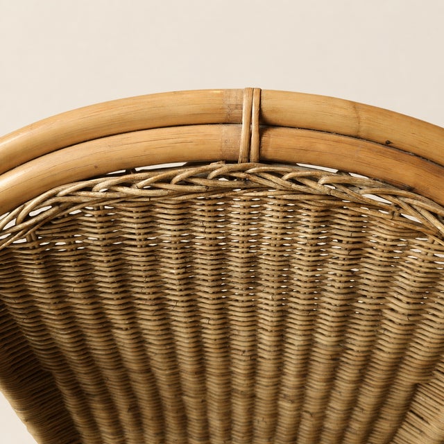 Mid-Century Modern Rattan Lounge Chairs in the Style of Paul McCobb, Pair For Sale In New York - Image 6 of 9