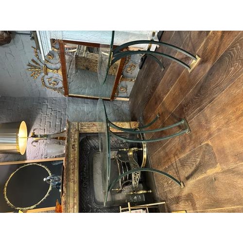 Italian Brass and Patinated Verdigris Bronze Demi-Lune Console Tables, 1980, Set of 2 For Sale - Image 4 of 16