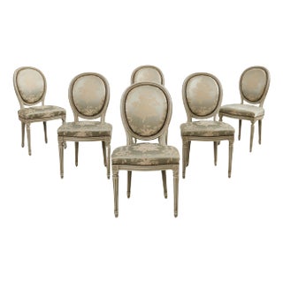 Set of Six French Louis XVI Style Painted Dining Chairs For Sale