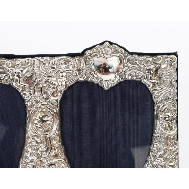 Vintage Heart Shaped Double Sterling Silver Photo Frame, 1930s For Sale - Image 4 of 17
