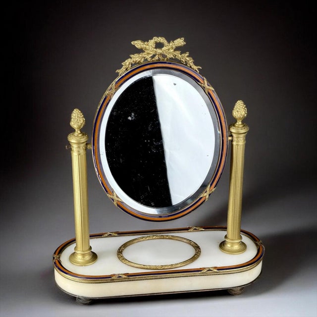 Napoleon III French Ormolu Opaline Vanity Mirror, 1870s For Sale - Image 11 of 11