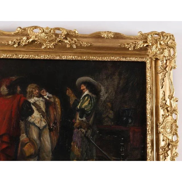 Frank Moss Bennett, Three Cavaliers, 1929, Antique Oil on Panel, Framed For Sale - Image 12 of 15
