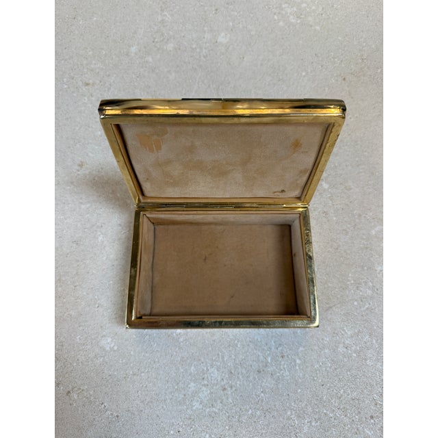 Wood Vintage Horn Veneer Jewelry Box With Brass Trim For Sale - Image 7 of 8