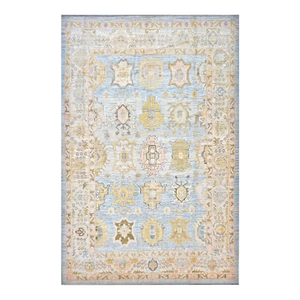 21st Century Turkish Oushak 11X17 Gold, Gray & Slate Blue Handmade Area Rug #1144131