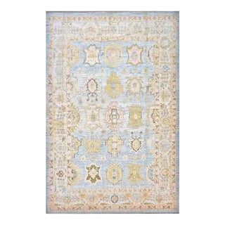 21st Century Turkish Oushak Wool 11x17 Light Blue,Yellow & Ivory Handmade Area Rug #1144131 For Sale