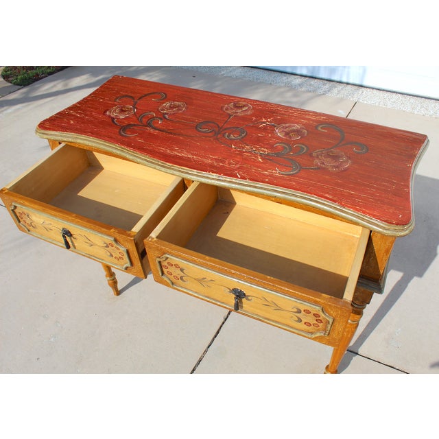 Wood Italian Florentine Style Paint-Decorated Console Table For Sale - Image 7 of 14