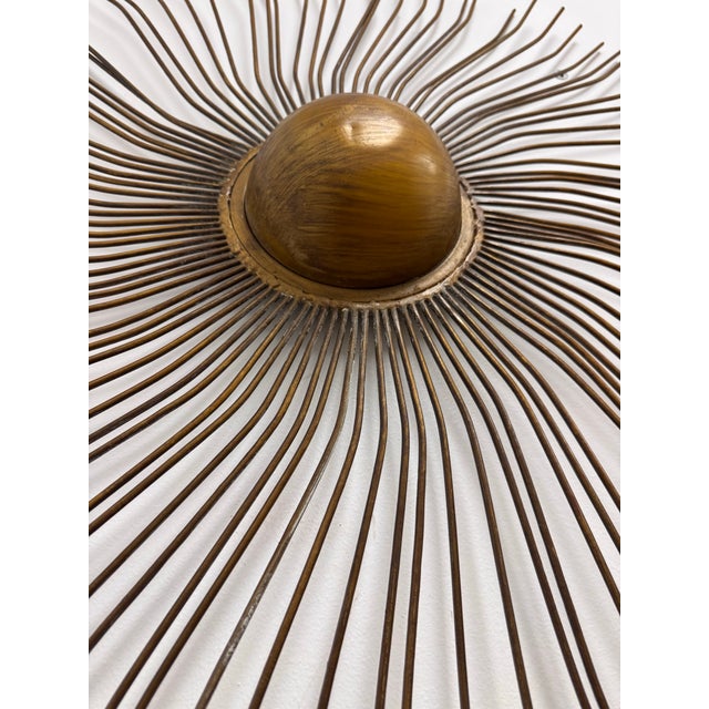 Vintage 30” Brass-Finish Starburst Sunburst Wall Sculpture For Sale In Miami - Image 6 of 9