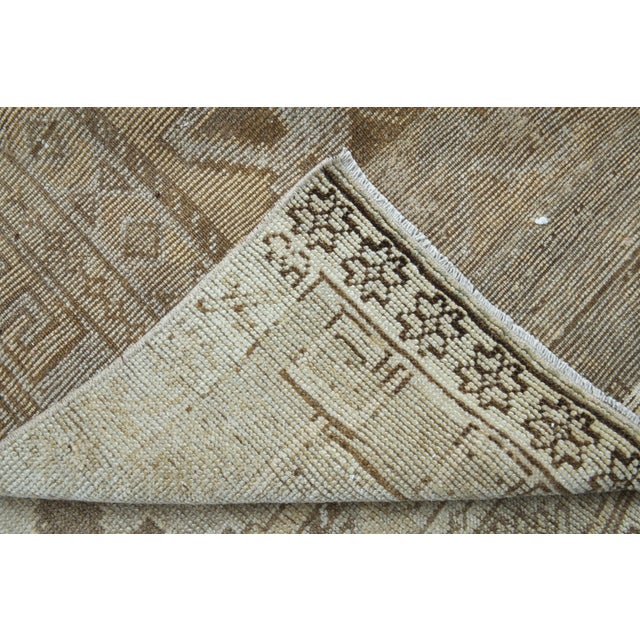 1970s Vintage Handmade Wool Cotton Beige Runner Rug For Sale In San Francisco - Image 6 of 11