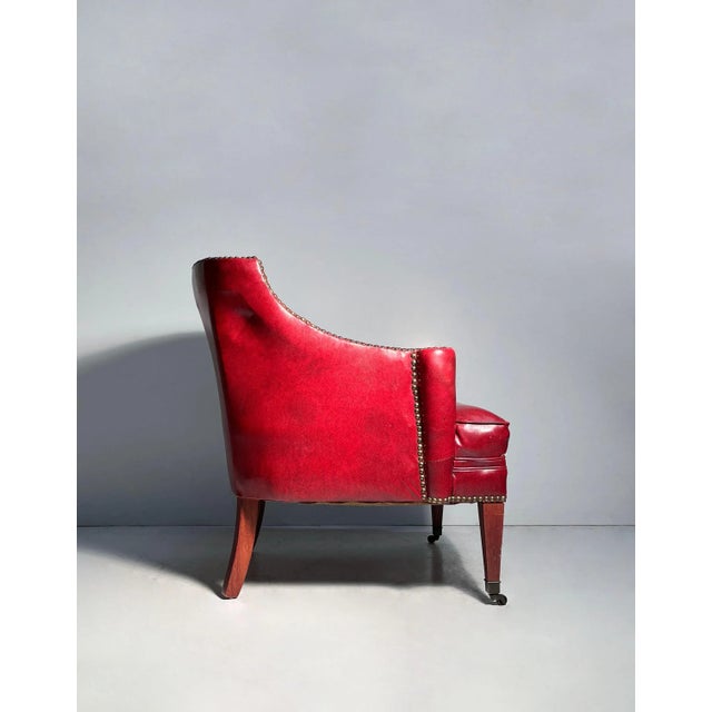 Edward Wormley Vintage Decorator Chair in Red "Faux" Leather on Castors For Sale - Image 4 of 5