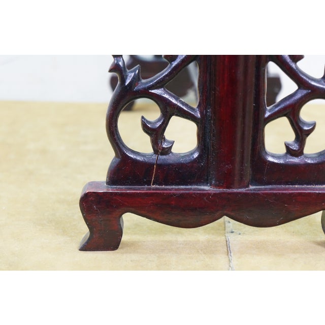 Wood Chinese Silk Embroidered Peony Reticulated Rosewood Fire Screen Panel 31" For Sale - Image 7 of 18