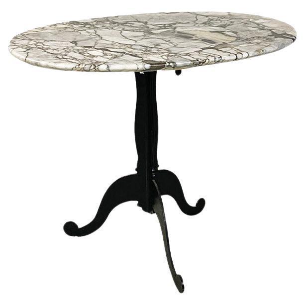 Italian Coffee Table with Oval Marble Top and Metal Legs, 1970s For Sale - Image 14 of 14