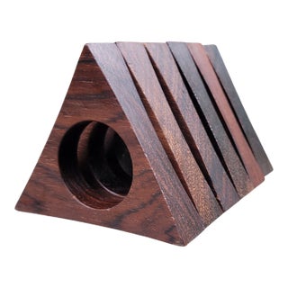 1960s Danish Modern Solid Rosewood Triangular Napkin Rings- Set of 6 For Sale