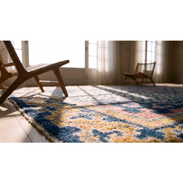 1820s Blue Medallion Design Antique Ningxia Rug 2' X 3'6'' Handknotted Wool Carpet For Sale - Image 9 of 9