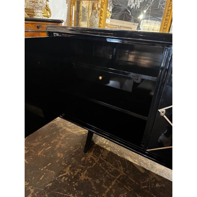 Italian MCM Design Black and Gold Sideboard After Suzanne Guiguichon For Sale In Dallas - Image 6 of 10