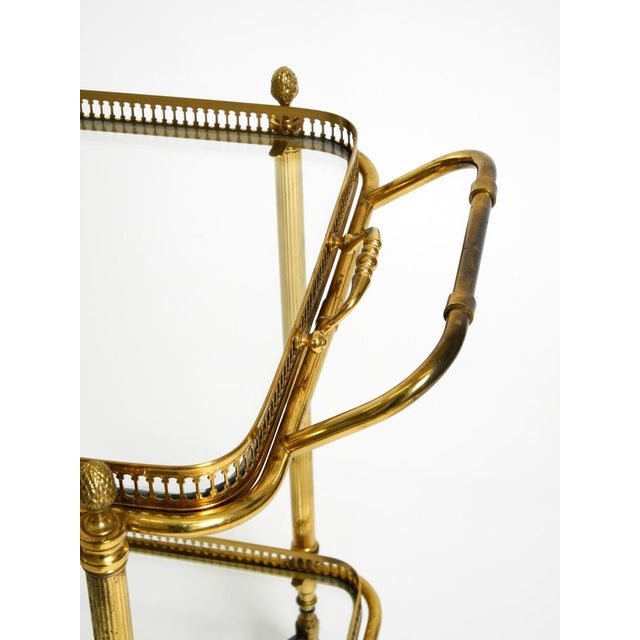 Neoclassical Brass Bar Cart with Glass Trays from Maison Jansen, 1960s For Sale - Image 13 of 18