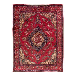 Vintage Persian Tabriz Handmade Wool Rug With Multicolor Medallion Motif For Sale
