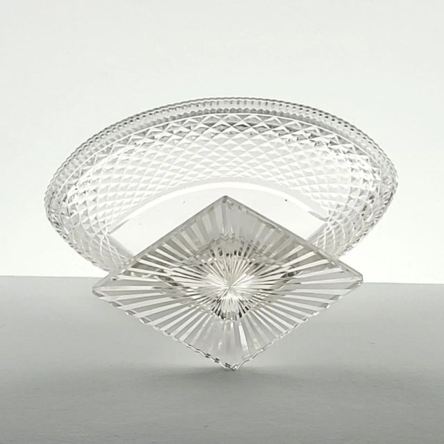 Large Georgian Irish Crystal Oval Pedestal Bowl, Circa 1800 For Sale - Image 4 of 4
