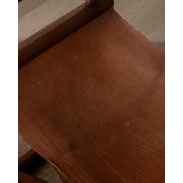 Italian Modern Directors Chair in Wood & Leather, 1980s For Sale - Image 16 of 18