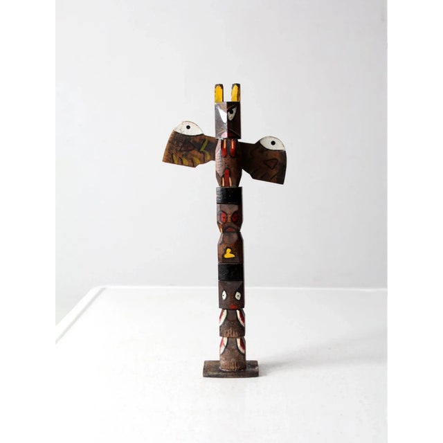 Cabin Vintage Wood Souvenir Totem Pole For Sale - Image 3 of 10