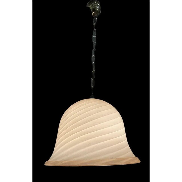 Vintage Pastel Pink Murano Swirl Glass Light Pendant by Venini Height without chain and ceiling canopy 25 cm Height...