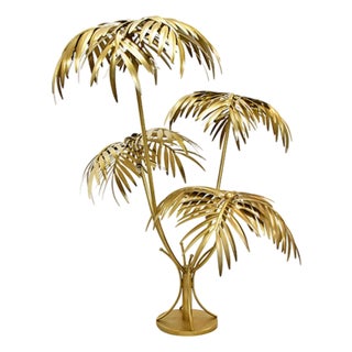 Matthew Izzo Home Gilda Antique Brass Oversized Nine Light Palm Tree Floor Lamp For Sale