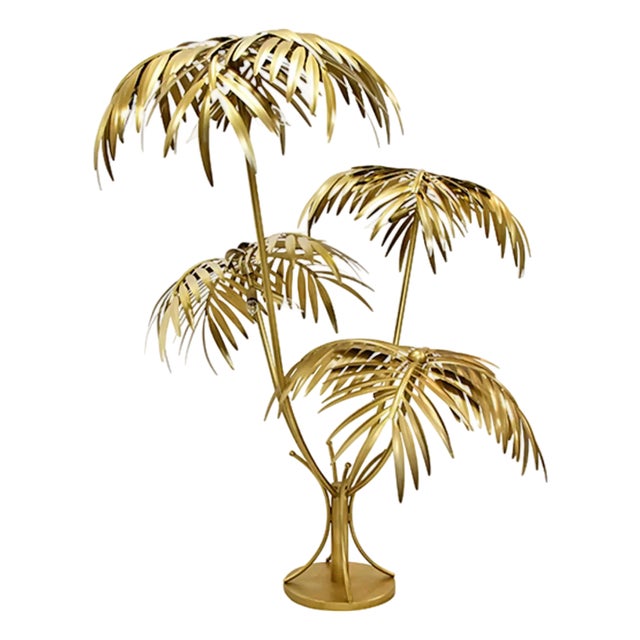 Matthew Izzo Home Gilda Antique Brass Oversized Nine Light Palm Tree Floor Lamp For Sale