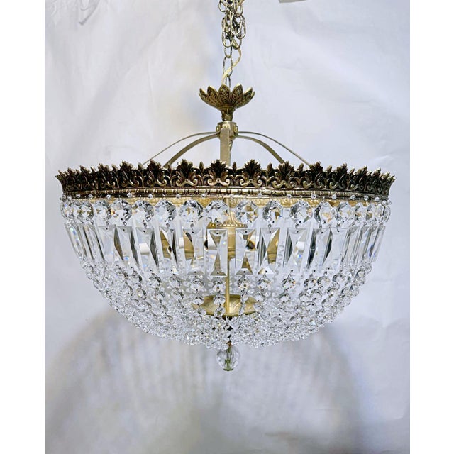 Vintage 1950s Italian Brass Basket Chandelier For Sale - Image 10 of 10