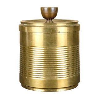 Bauhaus Hand-Turned Brass Box with Copper Handle, 1930s For Sale