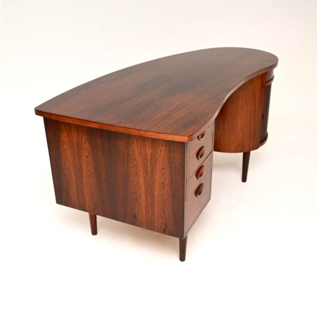 1950s Vintage Danish Carved Boomerang Desk from Feldballes Møbelfabrik, 1950 For Sale - Image 5 of 11