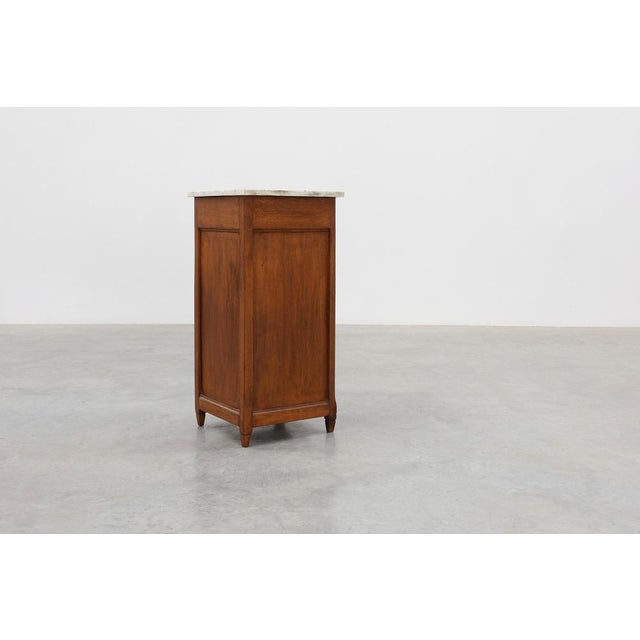 Art Deco Nightstand in Oak with Carrara Marble Top, France, 1920s For Sale - Image 10 of 11