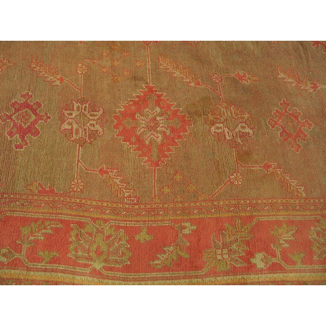 Extraordinary Turkish Oushak Decorative Taupe Field With Occasional Abrash Rigorous Design For Sale - Image 4 of 7