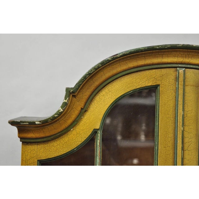 Yellow Antique English Adams Style Distress Hand Painted Narrow Secretary Writing Desk For Sale - Image 8 of 18