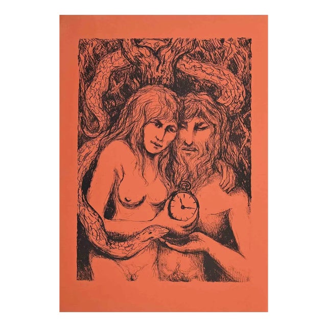 Carlo Levi, Adam and Eve, Original Lithograph, Mid 20th-Century For Sale
