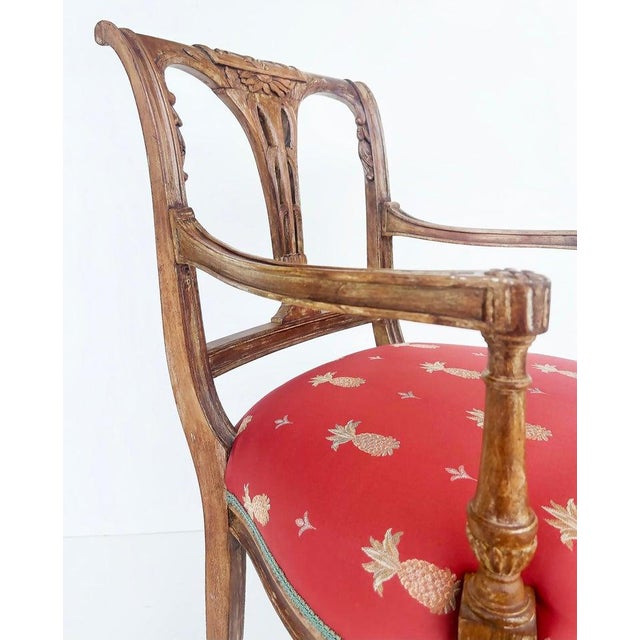 Antique Carved Venetian Plastered Wood Armchairs With Pineapple Seats For Sale - Image 9 of 12